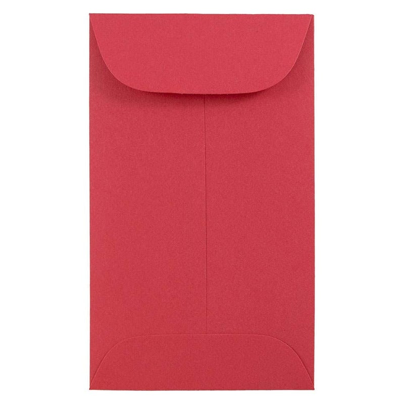 JAM PAPER #3 Coin Business Colored Envelopes - 2 1/2 x 4 1/4 - Red Recycled - 50/Pack - Image 1